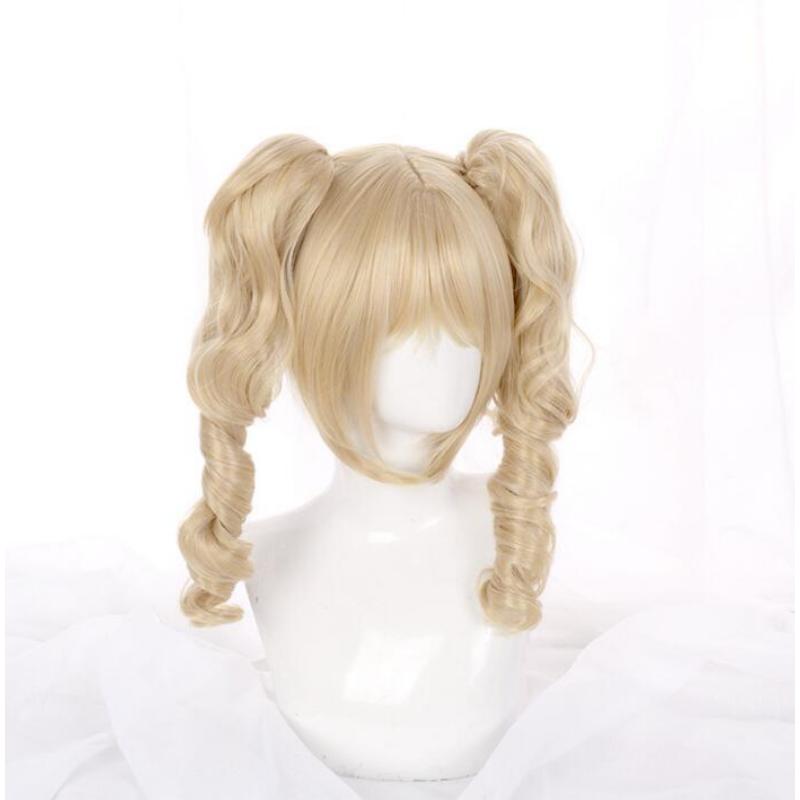 75CM Game Genshin Impact Barbara Cosplay Wig Curly Yellow Ponytail Role Play Heat Resistant Synthetic Hair Halloween Carnival