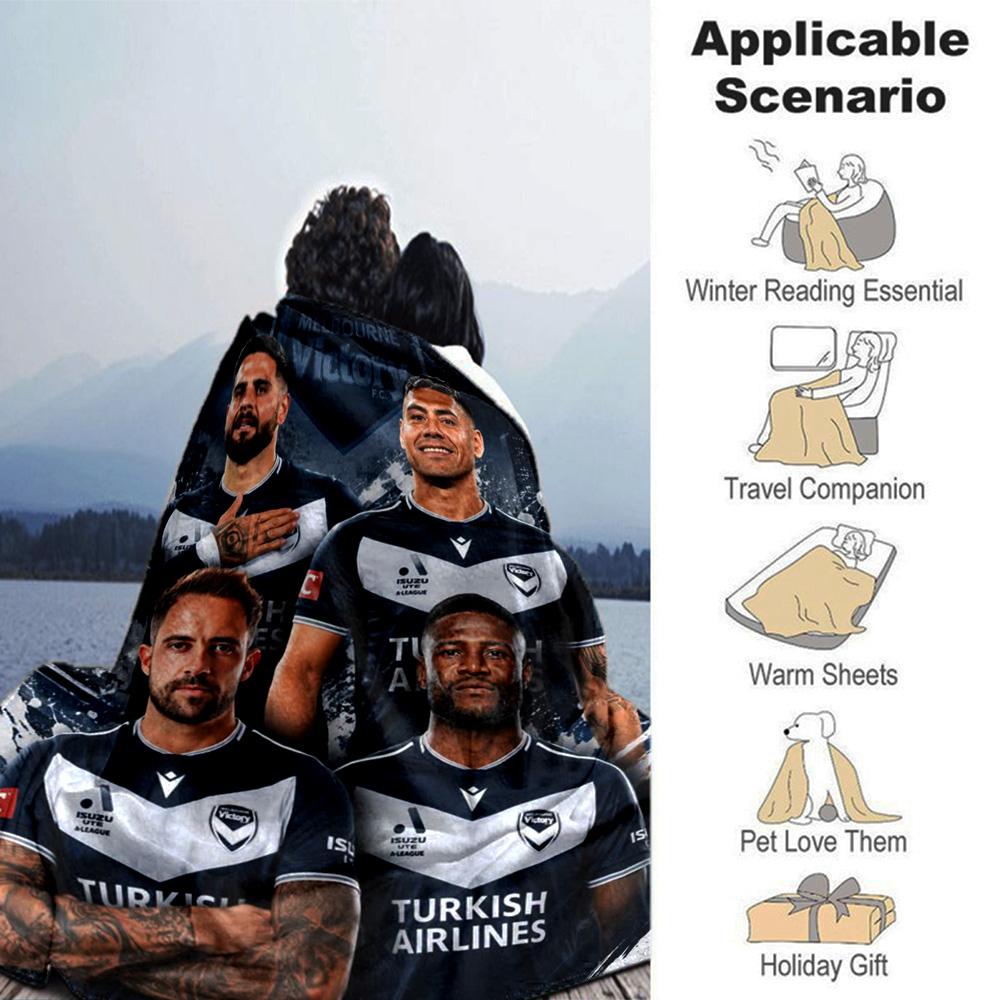 Melbourne Victory FC Team Portrait Print Flannel Blanket Soft Warm Throw Blanket Soccer Fan Sofa Bed Home Decor