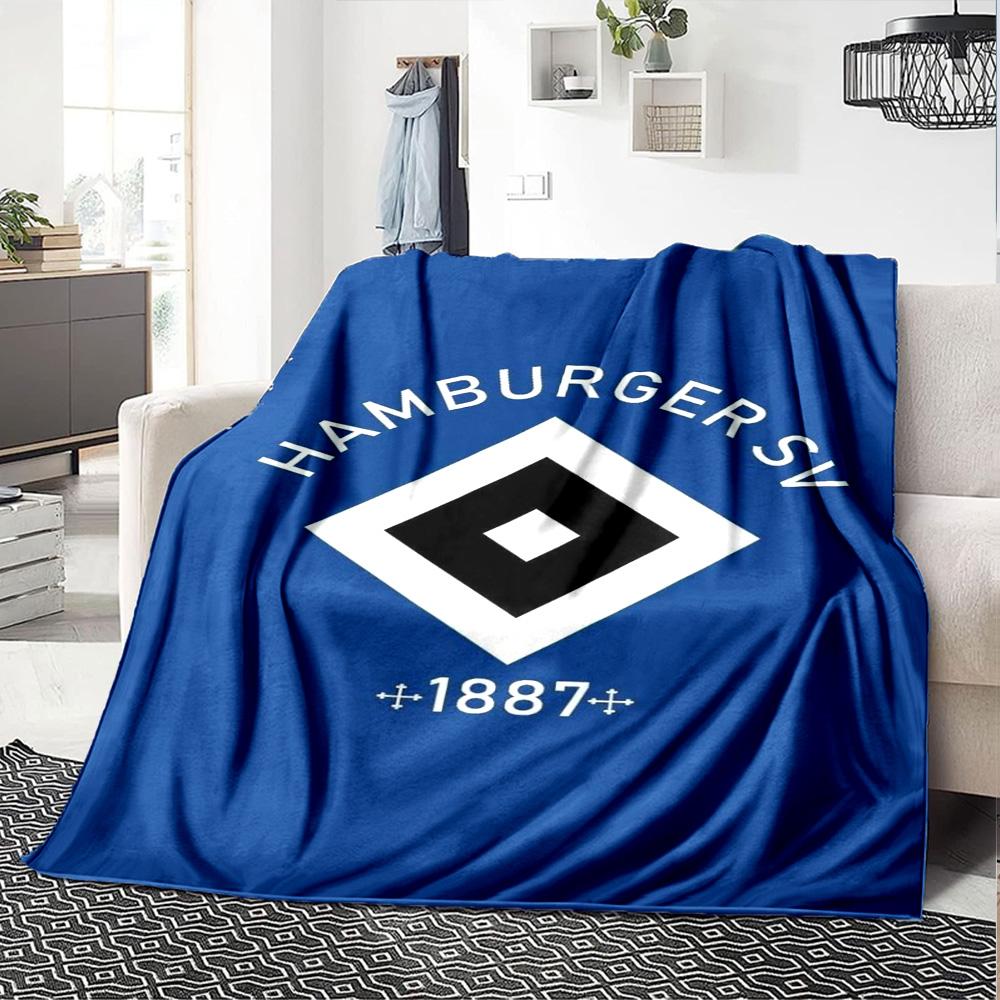 Hamburger Sv Logo Print Flannel Blanket High Quality Warm Comfortable Cover for All Seasons Perfect for Gifts Home Decor