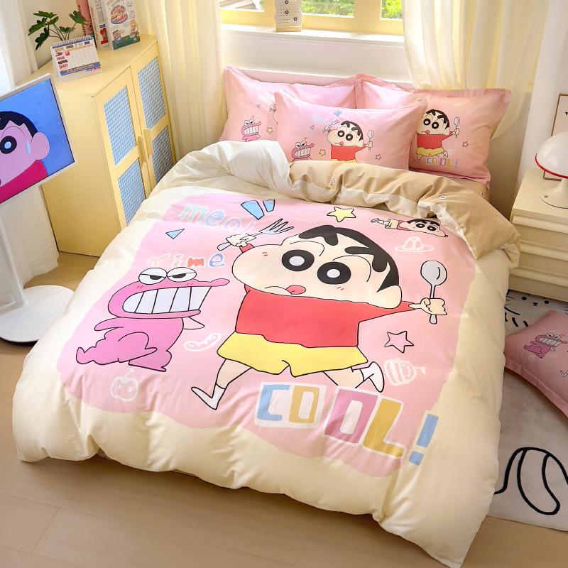 C-Crayon Shin-Chan Bedding Set Pillowcase 2/3/Pcs Boy Girl Shin-Chan Duvet Cover Adult Children Gift Single Double Large Size