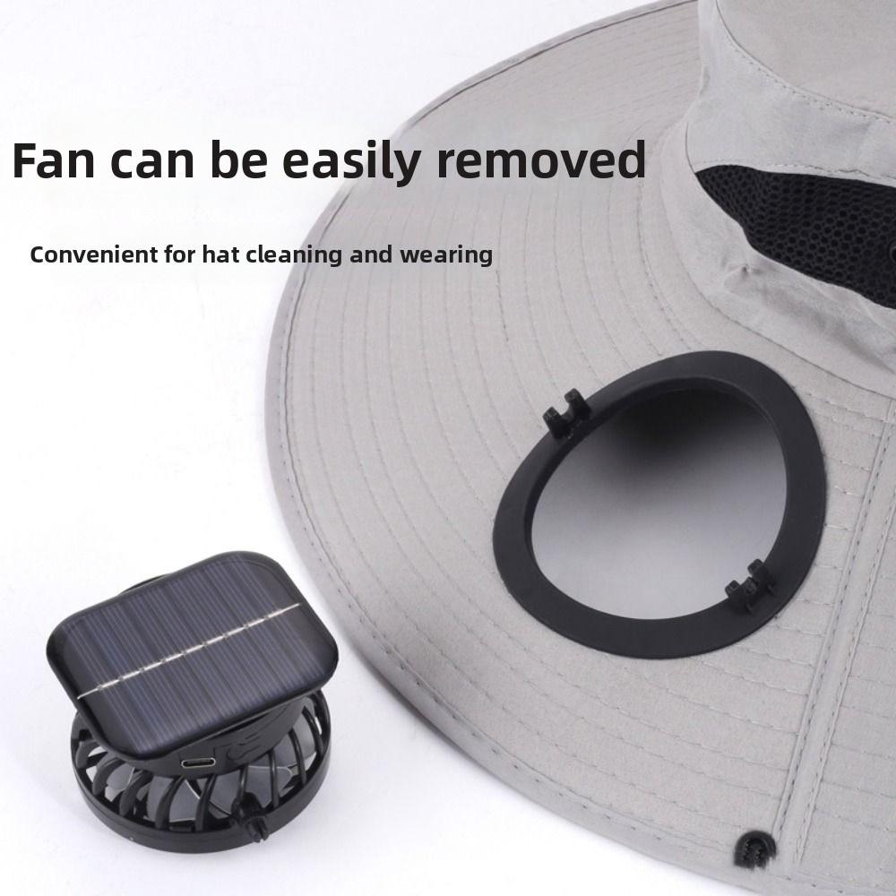 Breathable Solar Fan Hat 3 Speeds Wide Brim Sun Cap Convenient Cooling Fisherman Hat  Camping