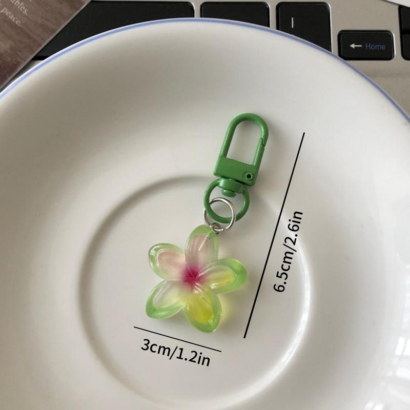 Lovely Sakura Flower Keychain Charm Cute Colored Transparent Flower Keychain Pendant Enamel Bag Hanging Pendent Charms Key Ring