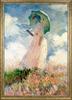 Постер Клода Моне с интерьерными обоями формата А3 в золотой раме (Женщина Зонтик)