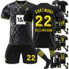 2223 Dortmund Away Jerseys Children's Football Training Suit Set