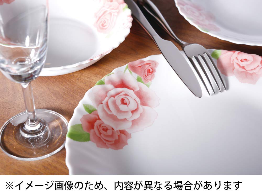 Iwaki Glass Tempered Glass Rose Large 25cm X 5 Piece Microwave Safe Heat-resistant Tableware, Heat-resistant Dish, Tableware, Pattern, Plate, Set,