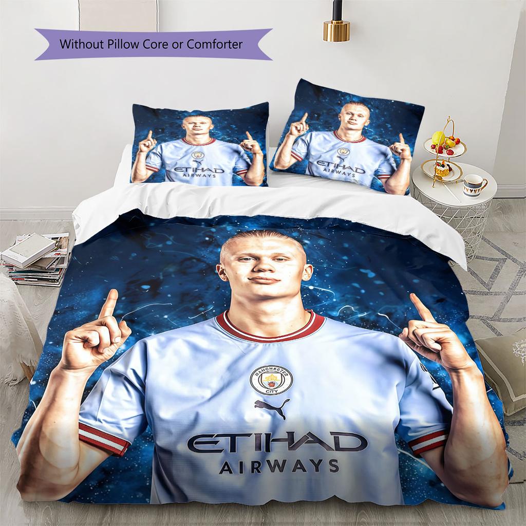 Erling Haaland Spirit Bedding Quilt Set Quilt Cover Pillowcase Home Decoration Birthday Gift (1 * duvet cover + 2 * pillowcase, without core)