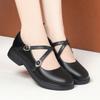 Spring Versatile Breathable Women Mary Jane Shoes Low Heel Buckle Strap Round Toe  Party Dance Soft Leather Single Shoes