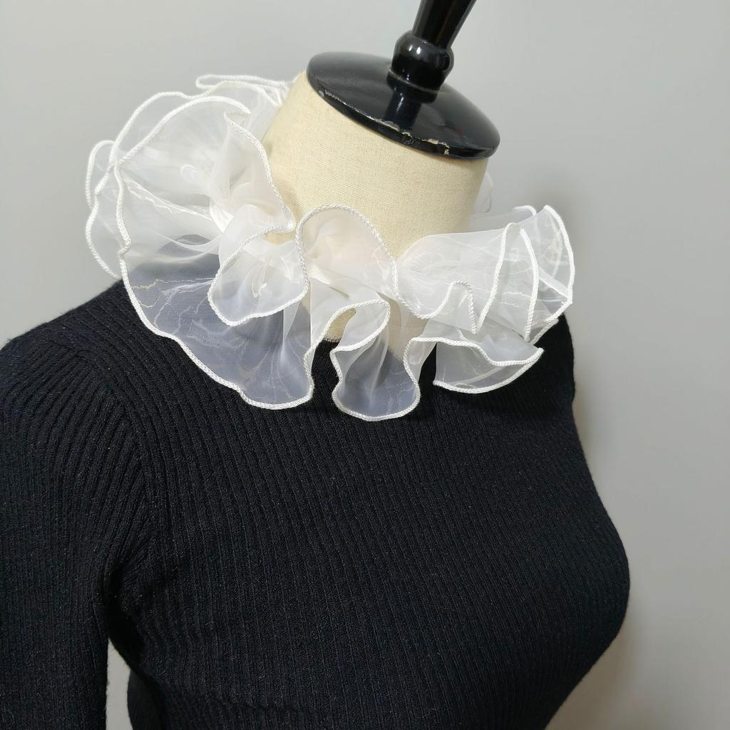 Layered Mesh Puffy Collar Tulle Scarf Palace Neck Ruff Collar Decorative Fake Collar Necklace Clown Cosplay Costume Props