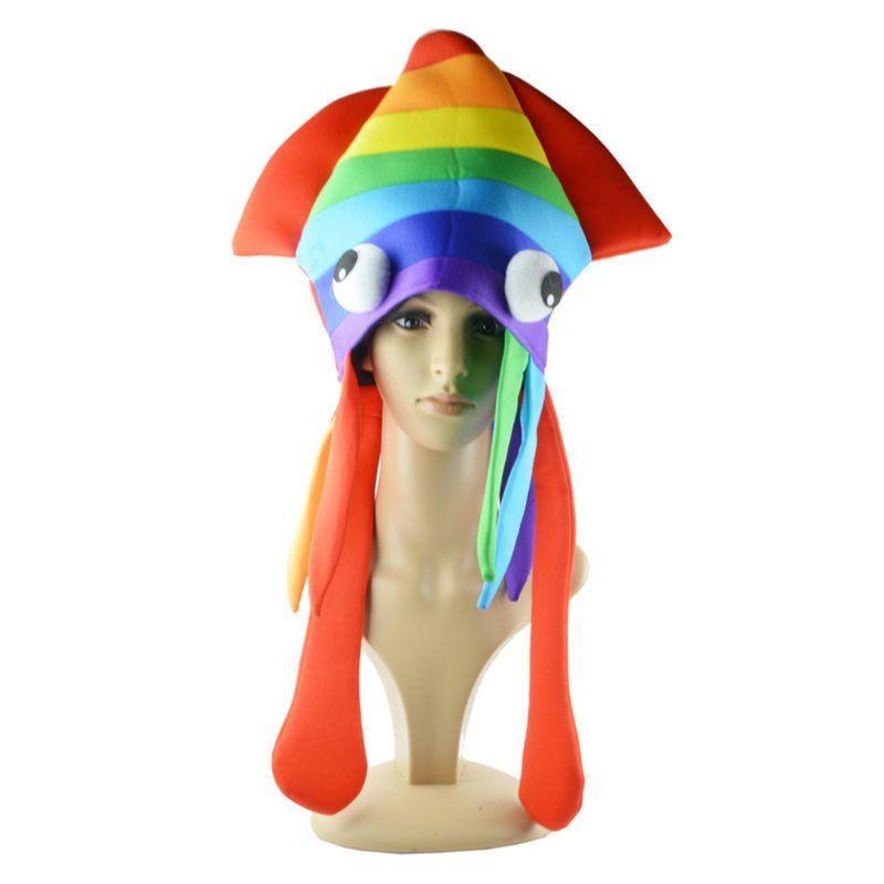 Rainbow Squid Hat Funny and Party Hats Sea Animal Hat Octopus Headdress for Halloween Party