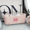 Cosmetic Storage Box Cute Bow Design 3 Grid Transparent Cover Suitable Stick Puffs and Cosmetics Suitable Bathroom Decoration