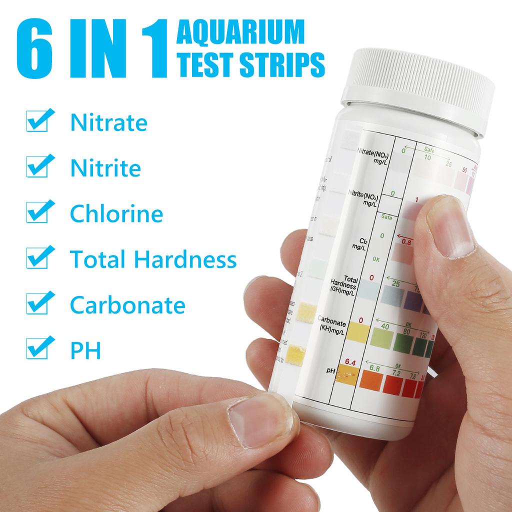 100Pcs Aquarium Test Strips 7 In 1 Fish Tank Test Kit Freshwater Saltwater Aquarium Water pH Test Strips Kit for Total Hardness