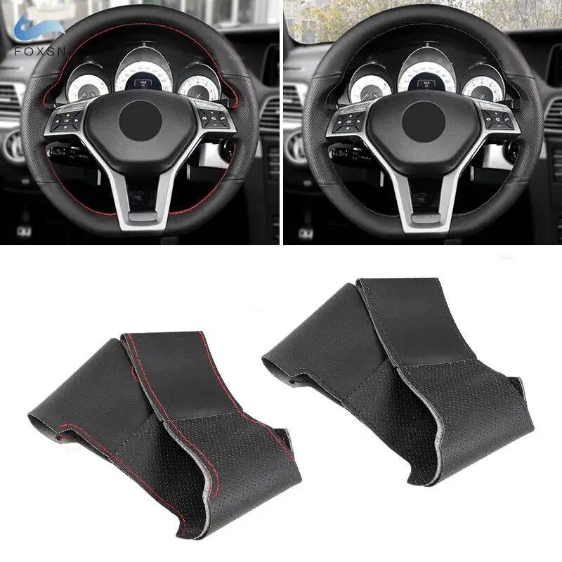 Для Mercedes Benz A45 AMG W176 C63 W204 CLA C117 CLS S-модель 2011-2016 ручная оплетка автомобильного чехла на руль защитная кожаная отделка