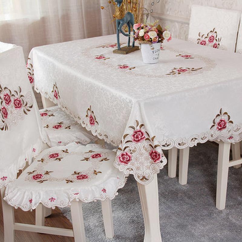 European Embroidery Table Cover Round Tablecloth Fabric Square Lace Pastoral Table Cloth Flower Simple Modern Dining Table