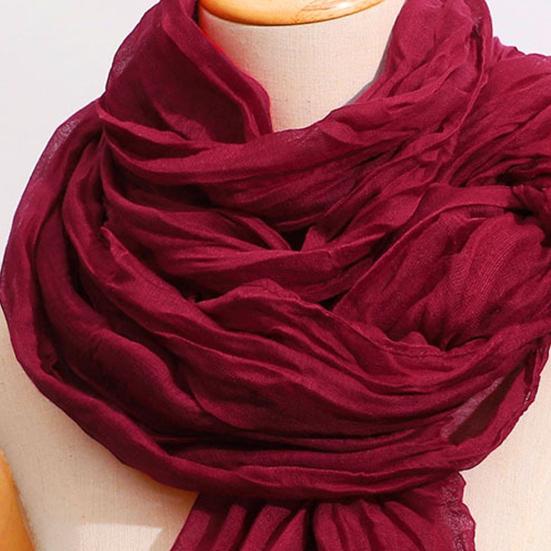 Yousheng Women Pleated Scarf Thickened Weave Autumn Winter Scarf Solid Color Breathable Shawl Headscarf Outfit Accessories