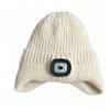 Three Brightness Levels Illuminated Knitted Hat White LED Light Lighted Winter Cap  Hiking Camping