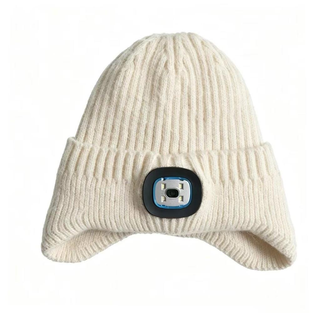 Three Brightness Levels Illuminated Knitted Hat White LED Light Lighted Winter Cap Hiking Camping