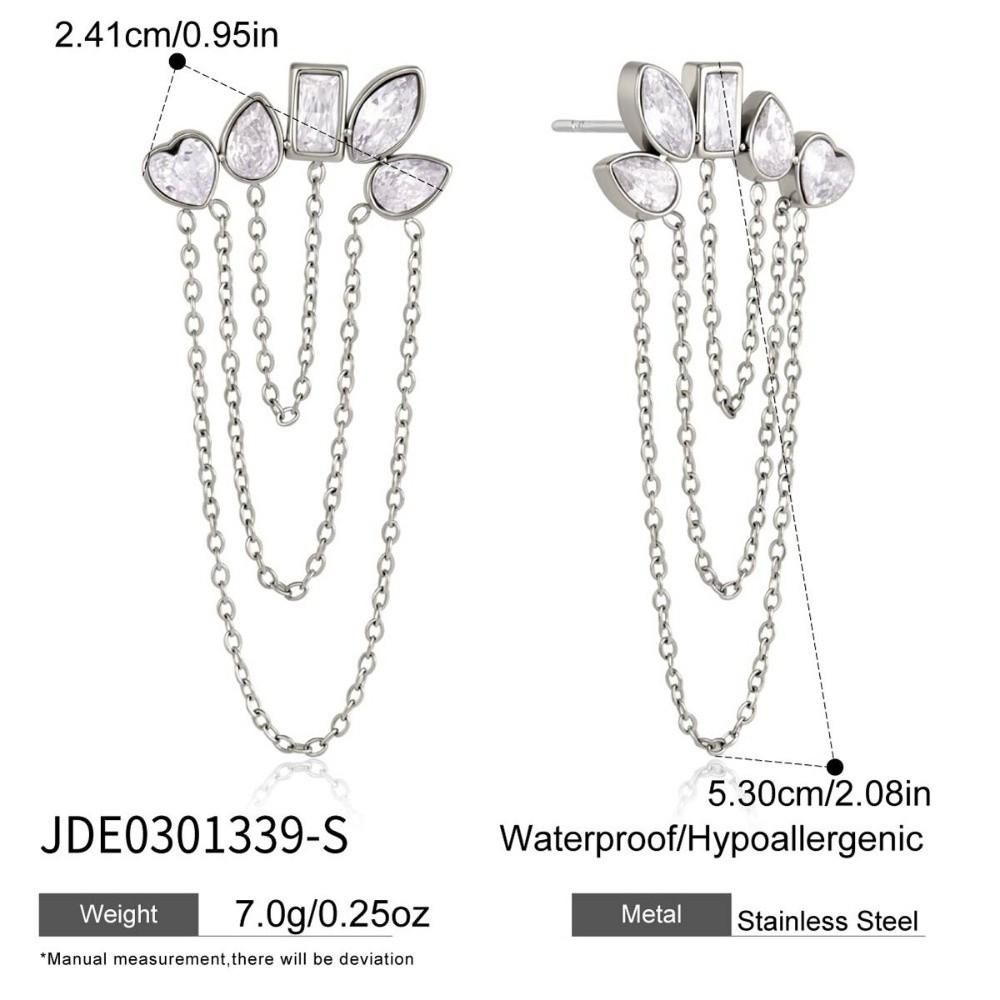 Geometric Stud Earrings Stainless Steel Tassel Earrings Fashion Zircon Stud Earrings for Women