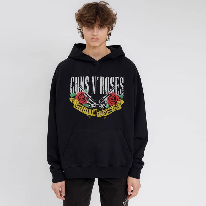 Unisex Oversized Hoodie With Skull Print Rock Band Style Cotton Fleece Lined Sweatshirt Winter Casual Wear