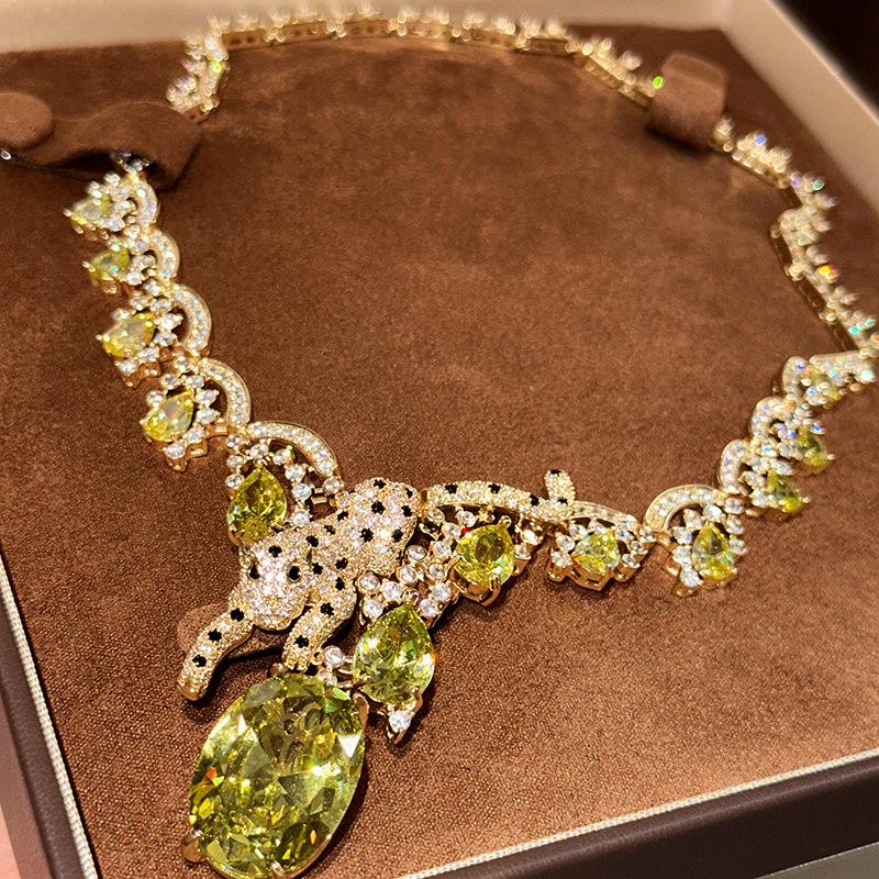 Electroplated Zircon Earrings, Necklace, Bracelet Set, Retro Luxury Accessories, Small and High End Female
