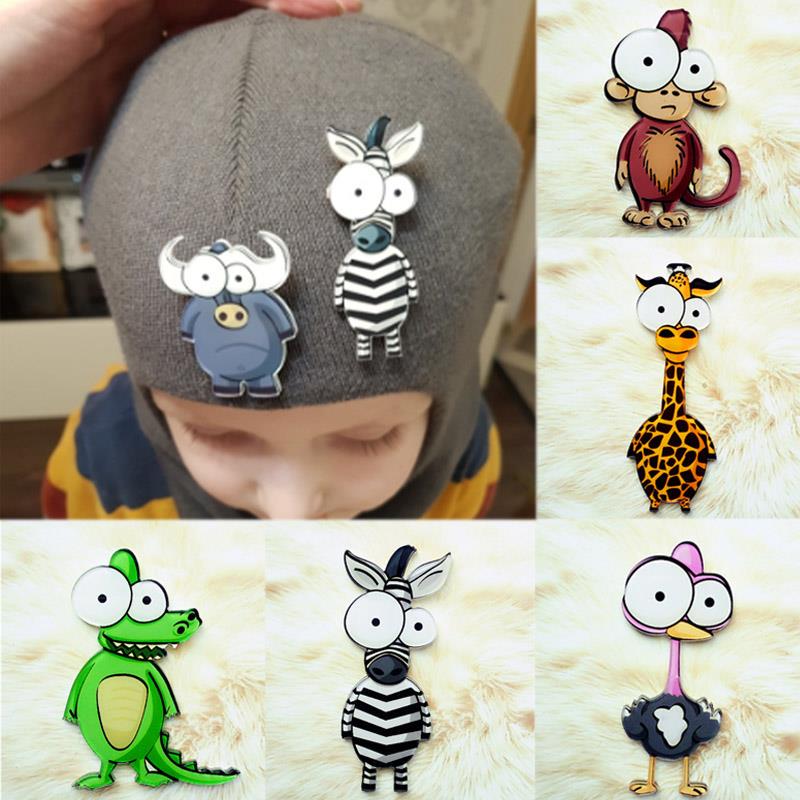 Cute Cartoon Brooches For Women Acrylic Zebra Lion Monkey Elephant Animal Brooch Pins Clothes Backpack Hat Badge Kids Gifts
