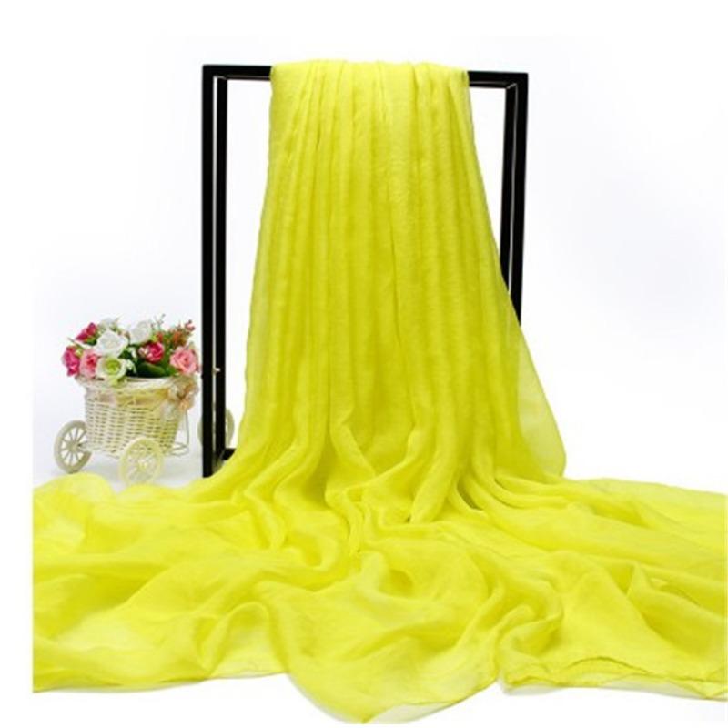 Очень большой искусственный шелковый шарф, однотонный шелковый шарф, пляжное полотенце на берегу моря, длинный весенне-осенний женский газовый шарф, шифоновый шарф для женщин