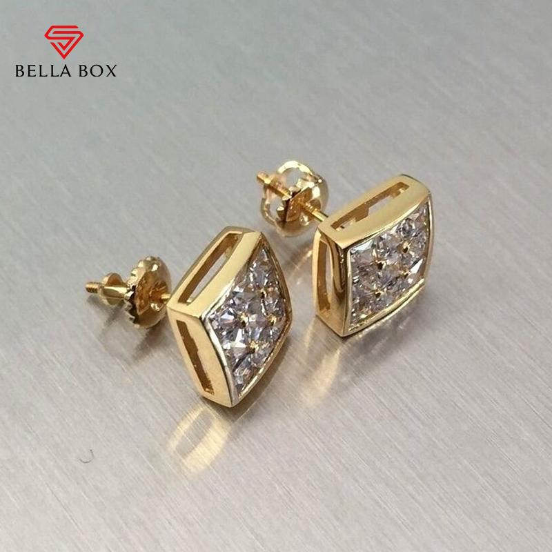 BELLA BOX Серьги-гвоздики с микропрокладкой CZ квадратной формы для женщин/мужчин, крутые серьги в стиле хип-хоп, подарок для пары, эффектные ювелирные изделия