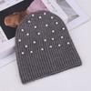 New fashionable solid color simple pearl decoration warm knitted hat outdoor travel casual versatile comfortable wool hat