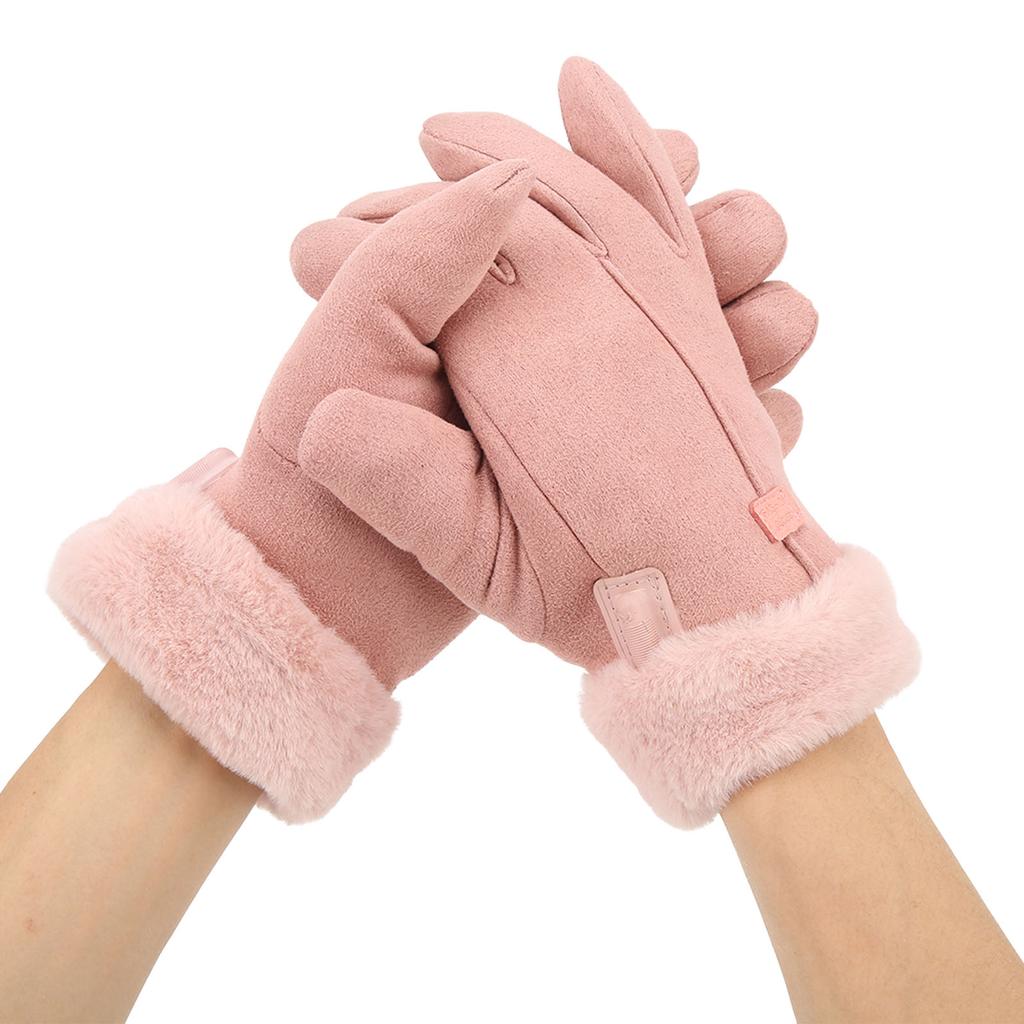 Pink USB Heating Gloves Hand Warmer Touch Screen Design Adjustable Temperature for Women Skiing