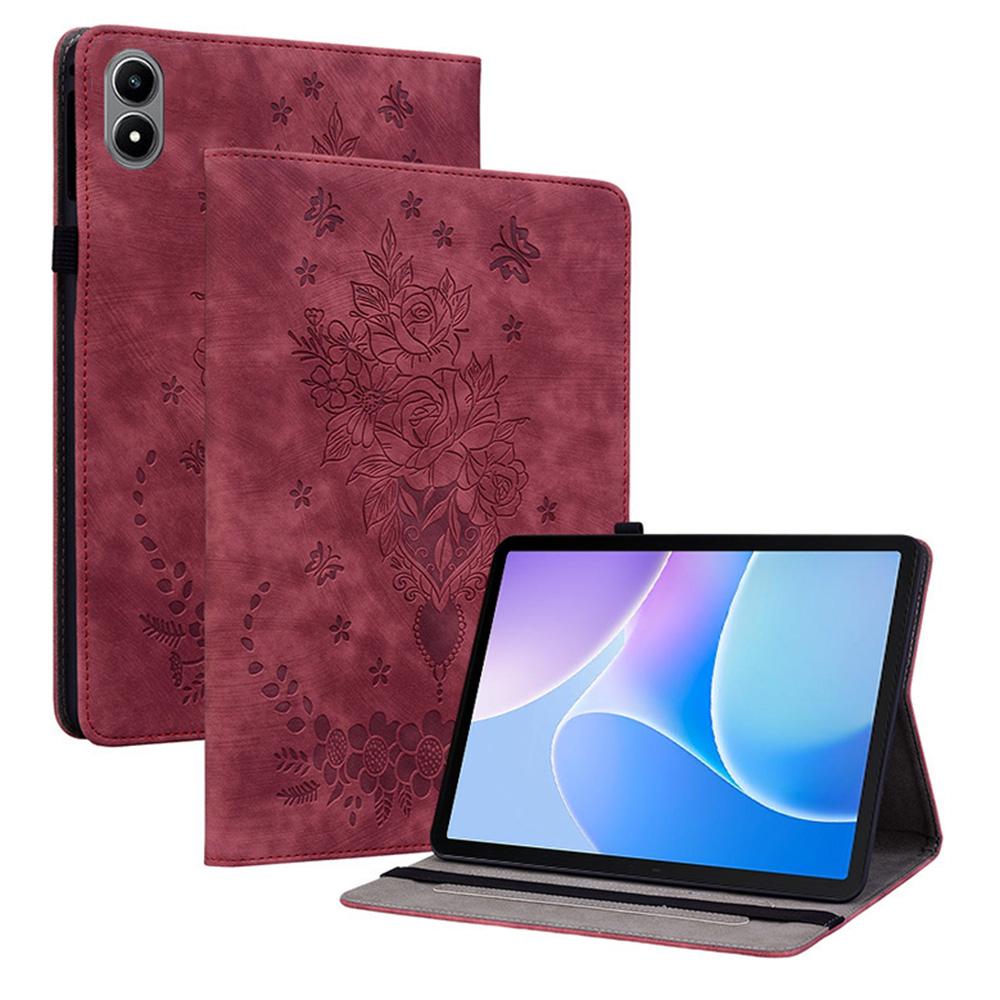 For Infinix Xpad 20 Case Card Holder Anti-Scratch Leather Cover Rose Flower Imprint