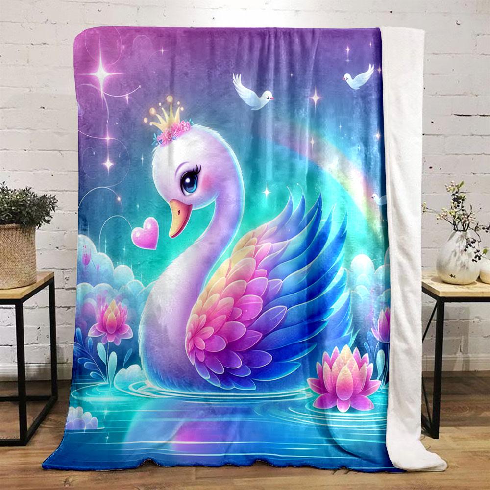 Enchanted Crowned Swan Fantasy print blanket soft and cozy perfect for the living room bed sofa or a nap,gift