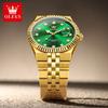 OLEVS 2989 New Man Watch Original Luxury Brand Diamond Scale Steel Strap Waterproof Luminous Calendar Quartz Wristwatch For Men