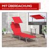 Folding Sun Lounger, Lounge Chairs Reclining Sleeping Bed with Adjustable Sun Shade Awning for Beach, Patio