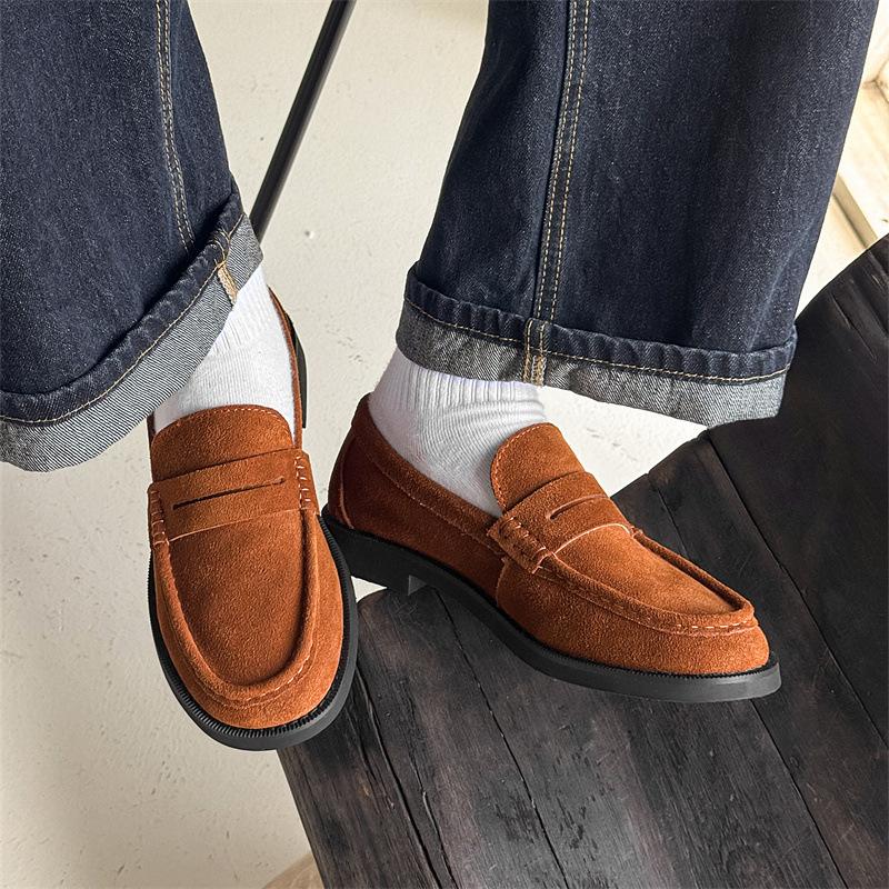 2025 весна и лето новые антибархатные кроссовки для поездок на работу универсальные ретро-туфли с одной педалью 18009 коричневый-J