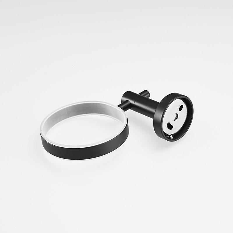 Black Toilet Brush Holder Set Wood Aluminum Wall Mounted Antique Lavatory Bathroom Durable Glass Cup WC Brush Rack Shelf Kit