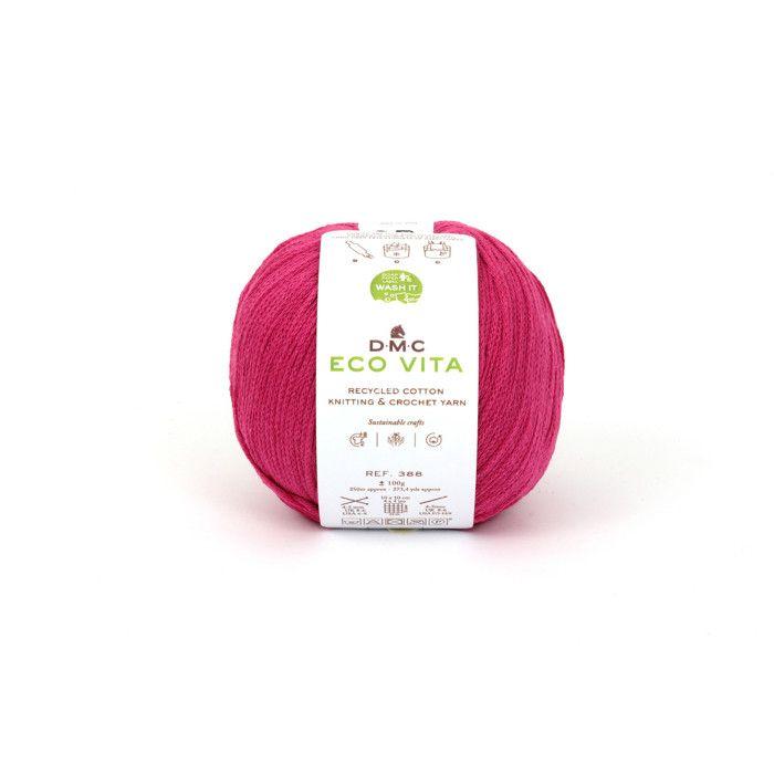 DMC - Fil Coton Recyclé Eco Vita 3mm 100g Tricot et Crochet Col. 155 rose