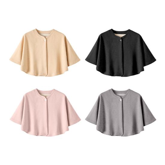 Women Shawl Solid Color Button Closure Autumn Winter Windproof Shawl Hemming Protection Loose Fit Soft Shawl Wrap