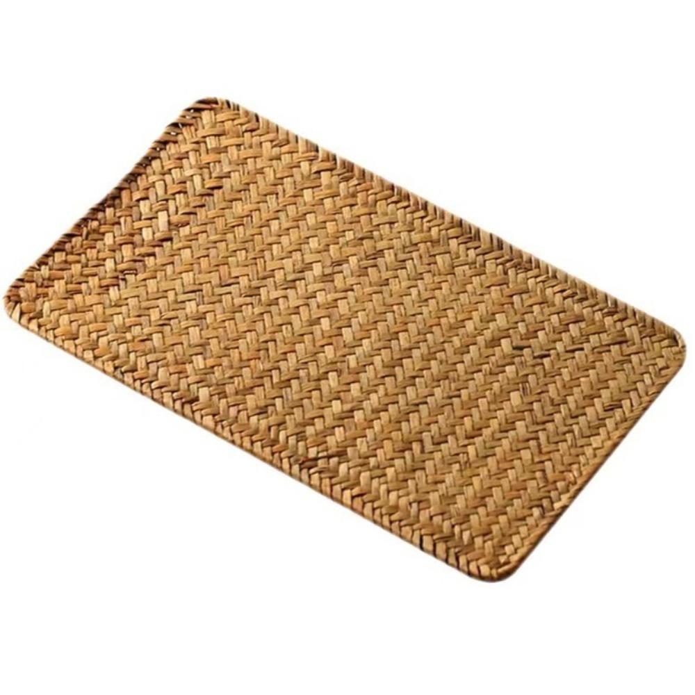 Natural Woven Rattan Indoor Placemats Rectangular Tablecloths Durable Table Mats  Kitchenware