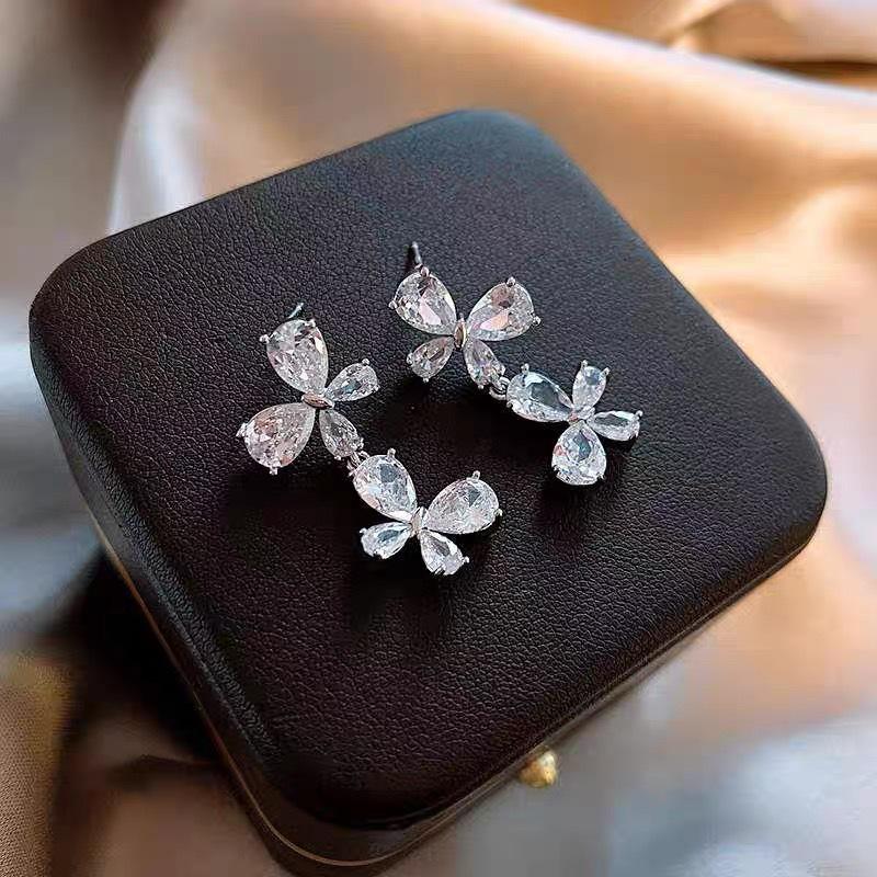 Pinkdudu Женские милые серьги-бабочки с кристаллами, модные ювелирные изделия с цирконом, серьги-капли, ювелирные изделия, подарок для женщин, PD1889