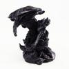 [A0418] - Mini Resin Statuette 'Mystical Dragon' Dark Gray - 6 Cm