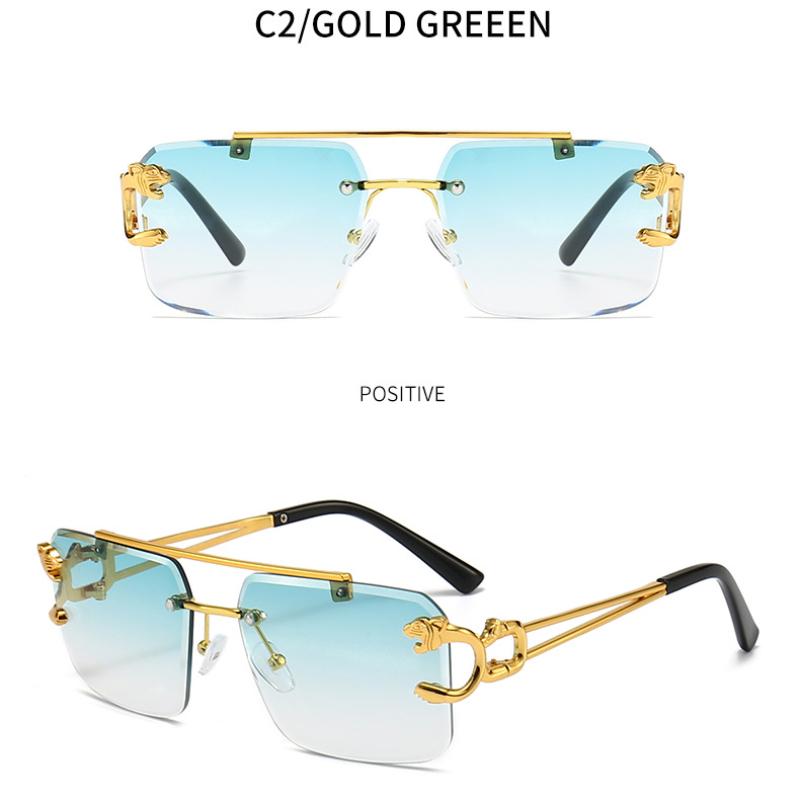 Винтажные солнцезащитные очки без оправы для мужчин и женщин, модные большие квадратные очки, новые солнцезащитные очки с двойным мостиком и градиентом UV400