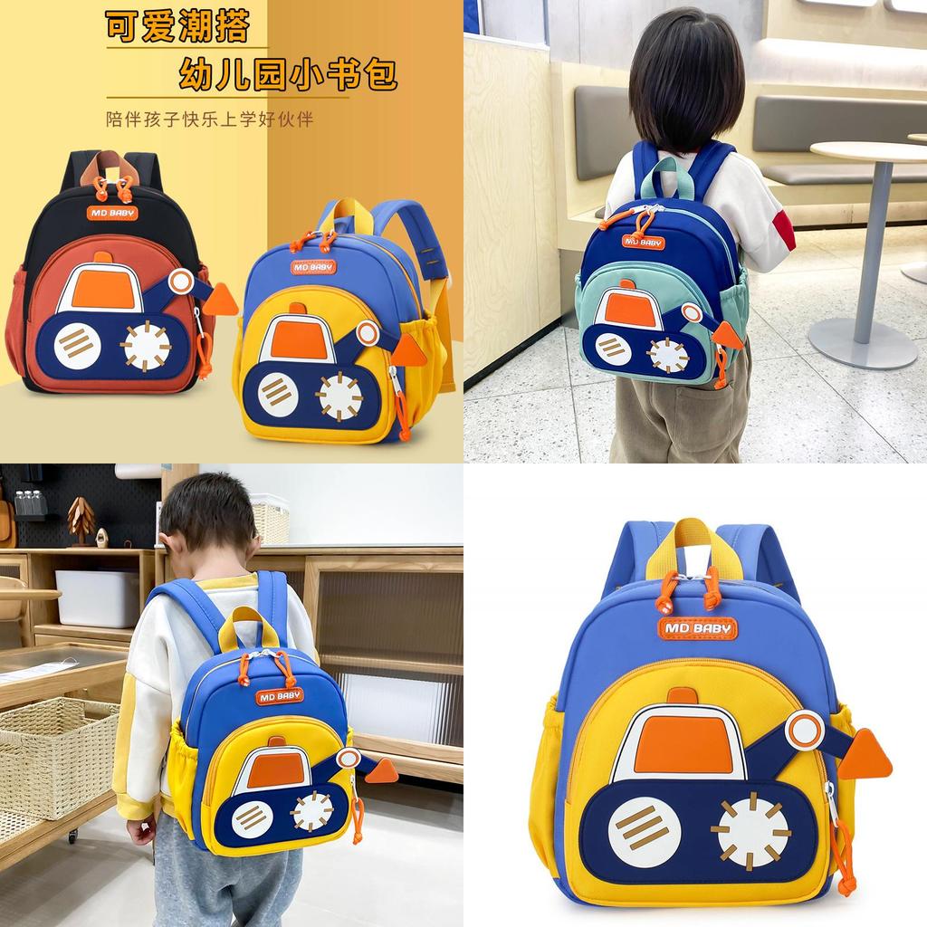 Excavator Pattern Childrens School Bag With Lightweight Polyester For Toddler Use