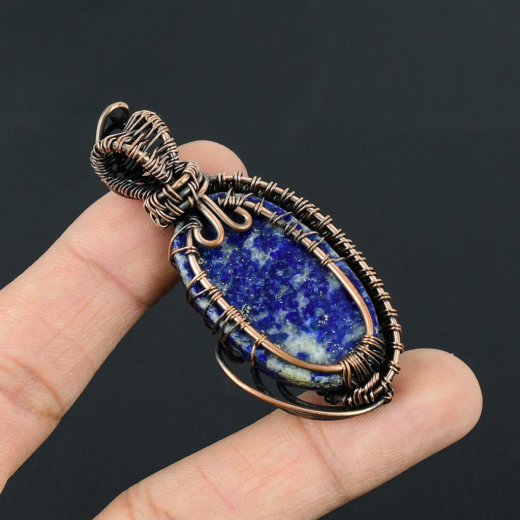 Tree Of Life Lapis Lazuli Gemstone Pure Copper Wire Wrap Handmade Unique Jewelry Pendant