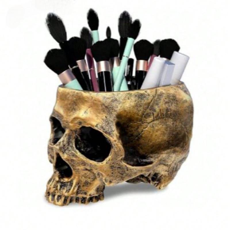 1 шт. Абстрактный цветочный горшок в виде черепа, Ваза для цветов Креативная скульптура ужасов, Индивидуальная ваза, Художественная ваза из смолы в виде черепа, Настольное украшение для дома