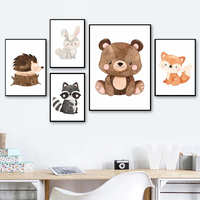 Животное Кролик Пятнистый Олень С Цветами Детская Настенная Живопись Холст Картины Постеры И Принты Настенные Картины Детская Комната Декор Без Рамки