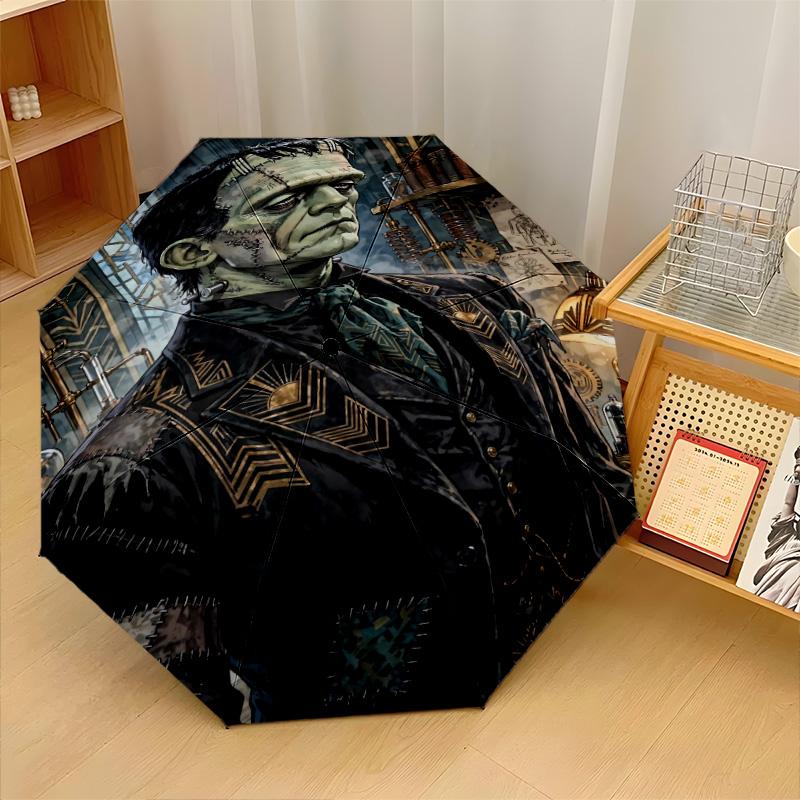Frankenstein's Monster Windproof Auto 8 Rib Folding Umbrella Portable Outdoor Parasol