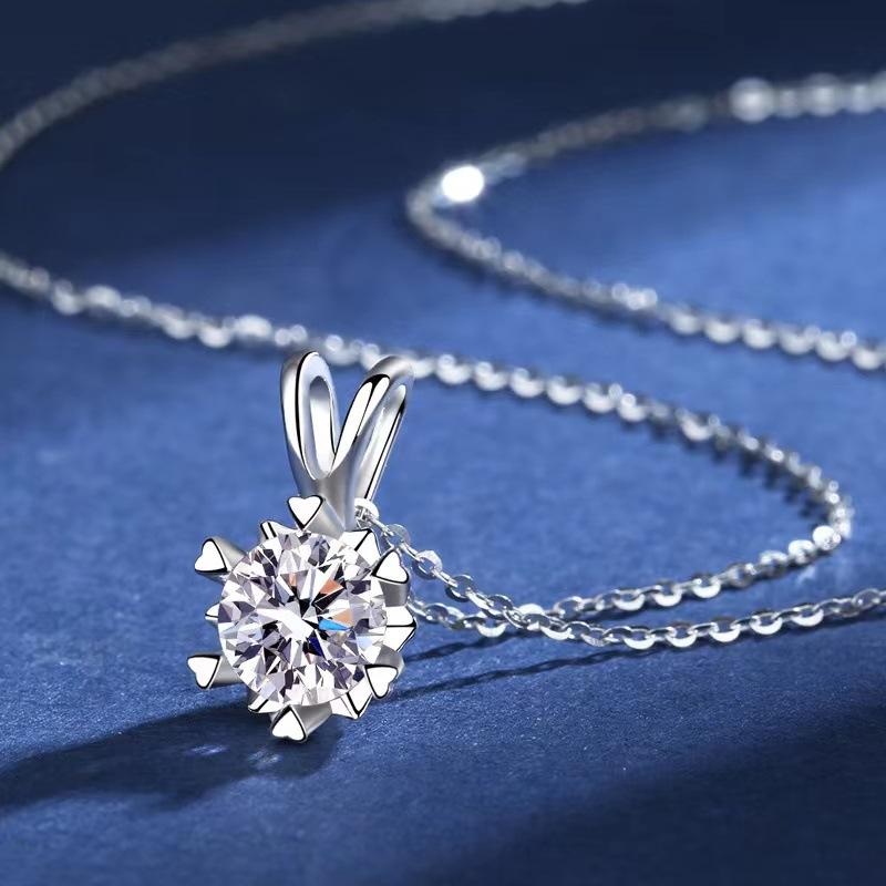 925 Sterling Silver Moon Necklace Pendant Zircon For Women Fashion Exquisite Student Girlfriend Jewelry Accessories Heart GiftGood product