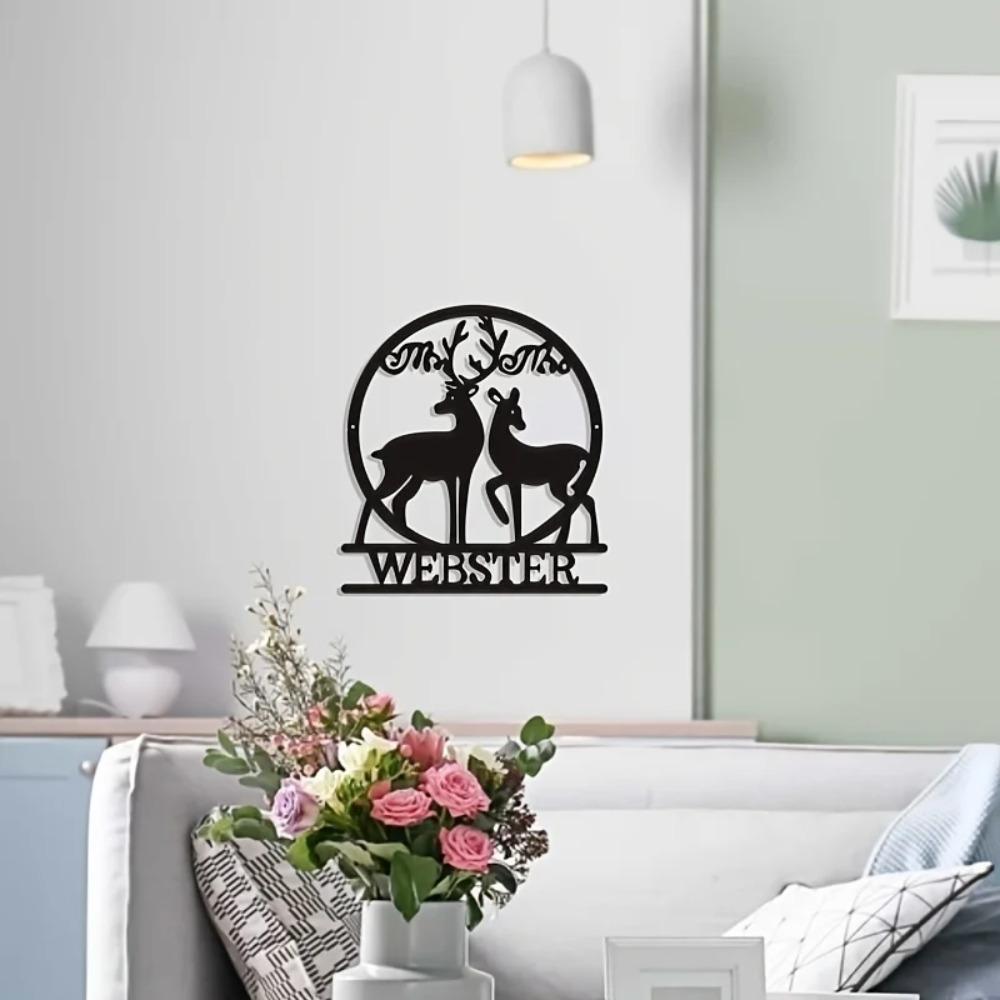 Two Deer Christmas Metal Crafts - Elegant Home Party Decorations, Wall Sculpture for Festive Room Décor and Holiday Decor