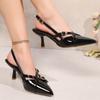 Модные сандалии женские шлепанцы офисные карьерные туфли на тонком высоком каблуке женские однотонные слипоны с квадратной пряжкой и острым носком летние сандалии