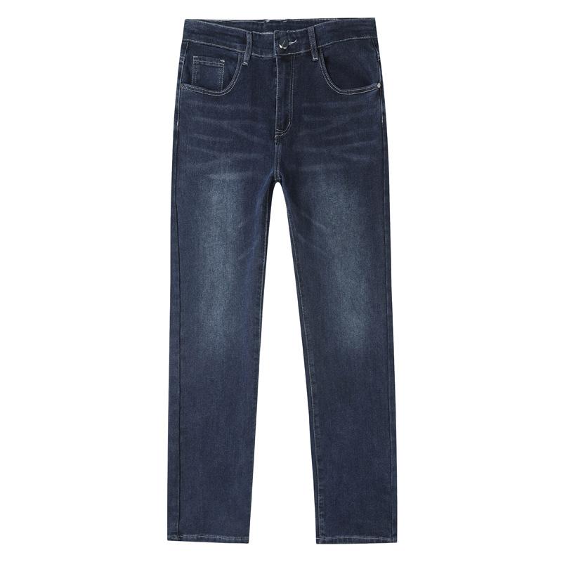 Новинка Мужские джинсы больших размеров Брюки С высокой посадкой Для среднего возраста Папин стиль Свободный крой Большие размеры Прямые Эластичные Деловые брюки