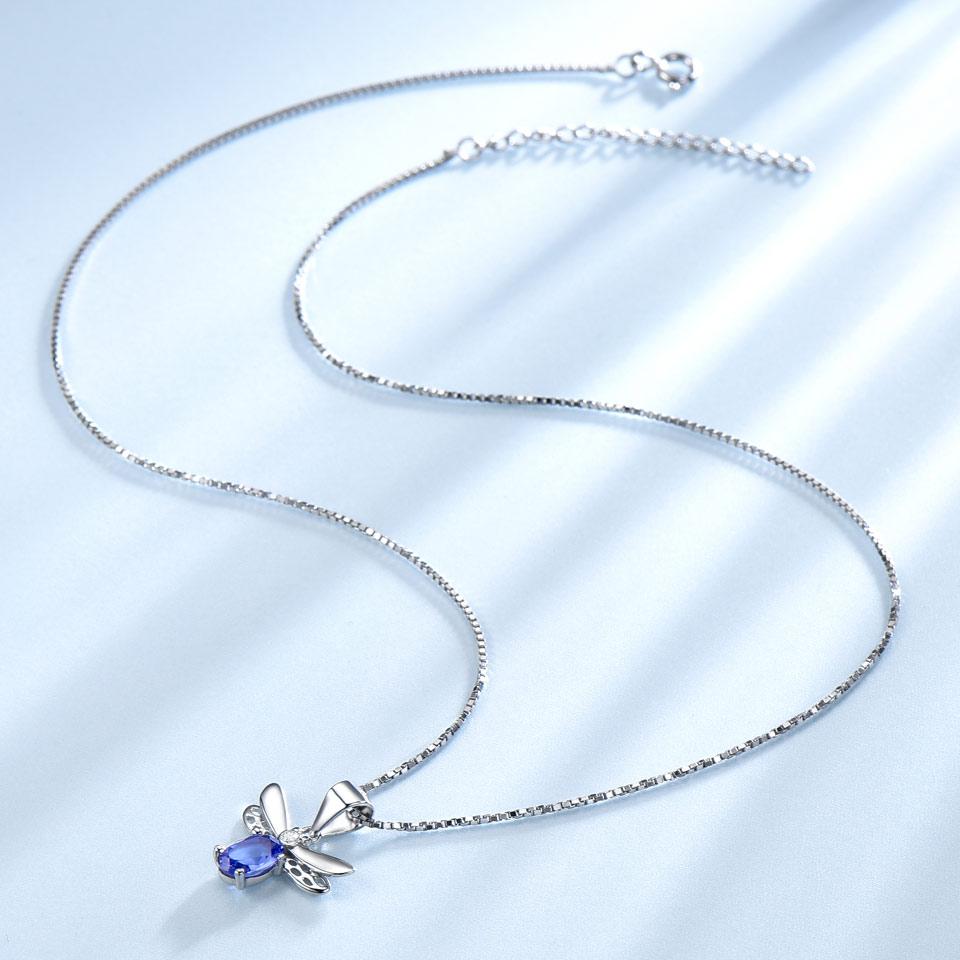 Подвеска танзанит овальная стрекоза 45 см 925 стерлингового серебра белый циркон модные ювелирные изделия ожерелья